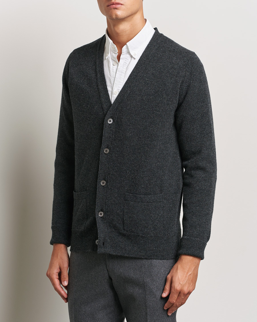 Herre |  | William Lockie | Rob Lambswool Cardigan Charcoal