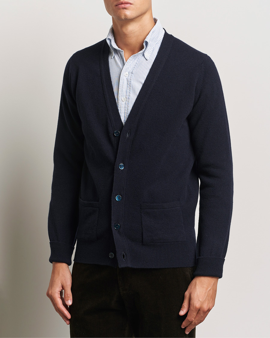 Herre | Klær | William Lockie | Rob Lambswool Cardigan Navy