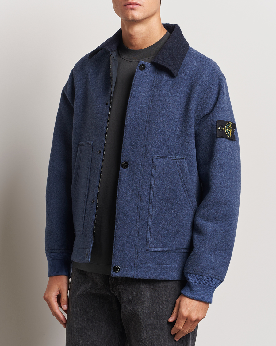 Herre |  | Stone Island | Panno Speciale Wool Nylon Jacket Royal Blue