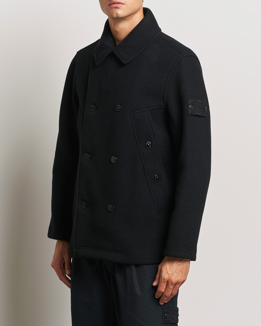 Herre | Skipperjakker | Stone Island | Ghost Wool/Cashmere Peacoat Black