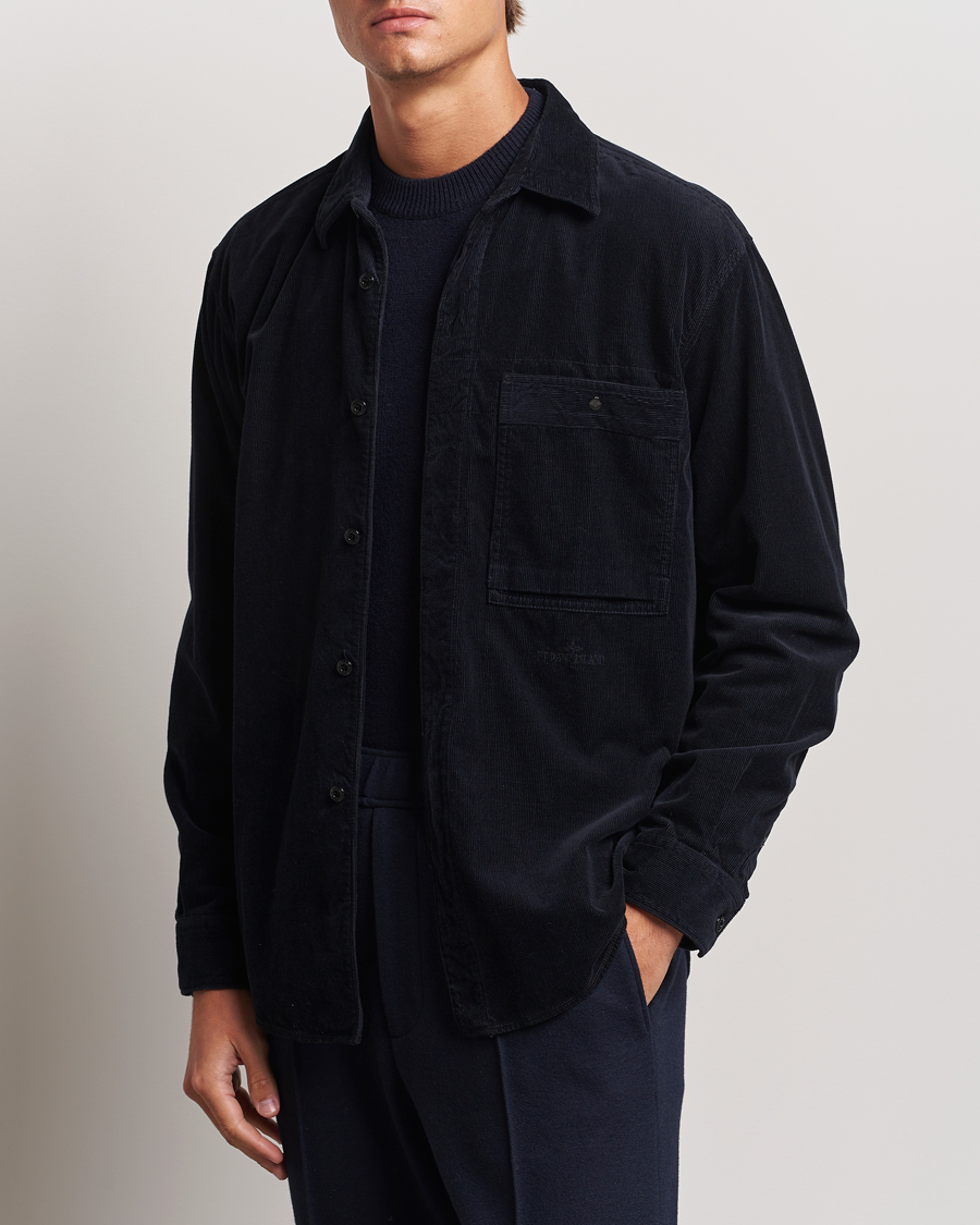 Herre | Skjortejakke | Stone Island | Cotton Cord Overshirt Navy Blue