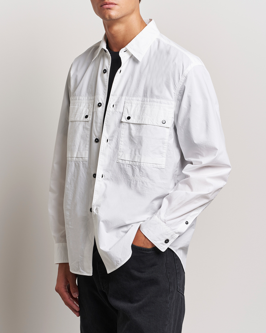Herre |  | Stone Island | Garment Dyed Cotton Canvas Overshirt White