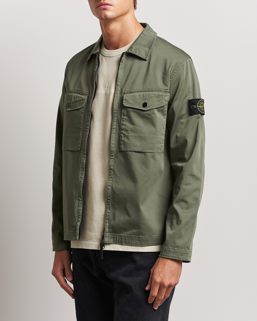 Herre | Skjortejakke | Stone Island | Garment Dyed Cotton Zip Overshirt Musk