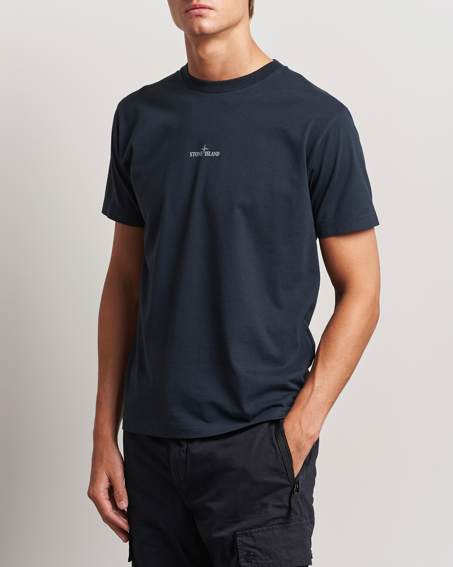 Herre |  | Stone Island | Garment Dyed Jersey Logo T-Shirt Navy Blue