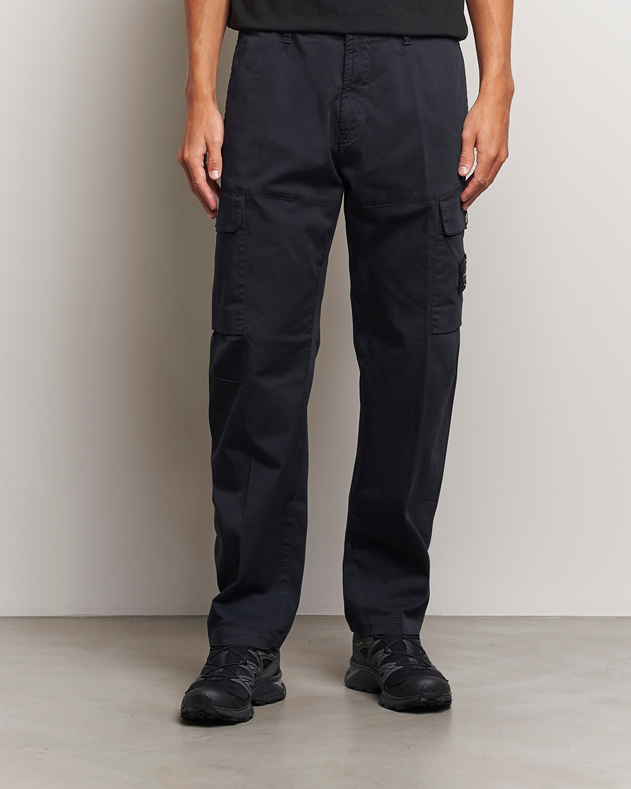 Herre |  | Stone Island | Cotton Satin Cargo Pants Navy Blue