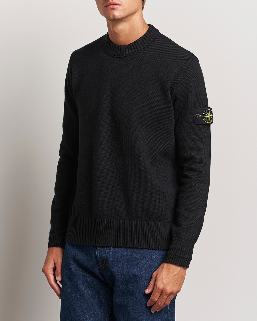 Herre | Strikkede gensere | Stone Island | Winter Cotton Knitted Crew Neck Black