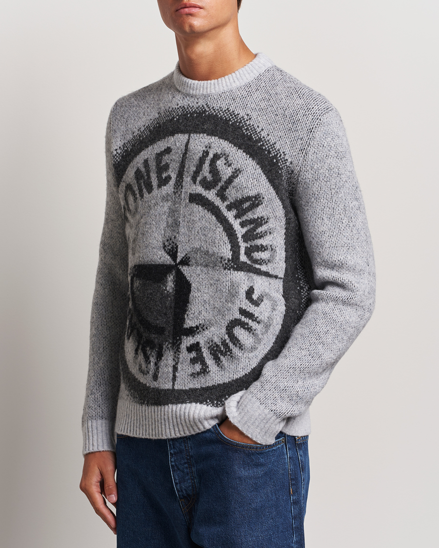 Herre | Nye varemerker | Stone Island | Jaquard Knitted Wool Crew Neck Grey