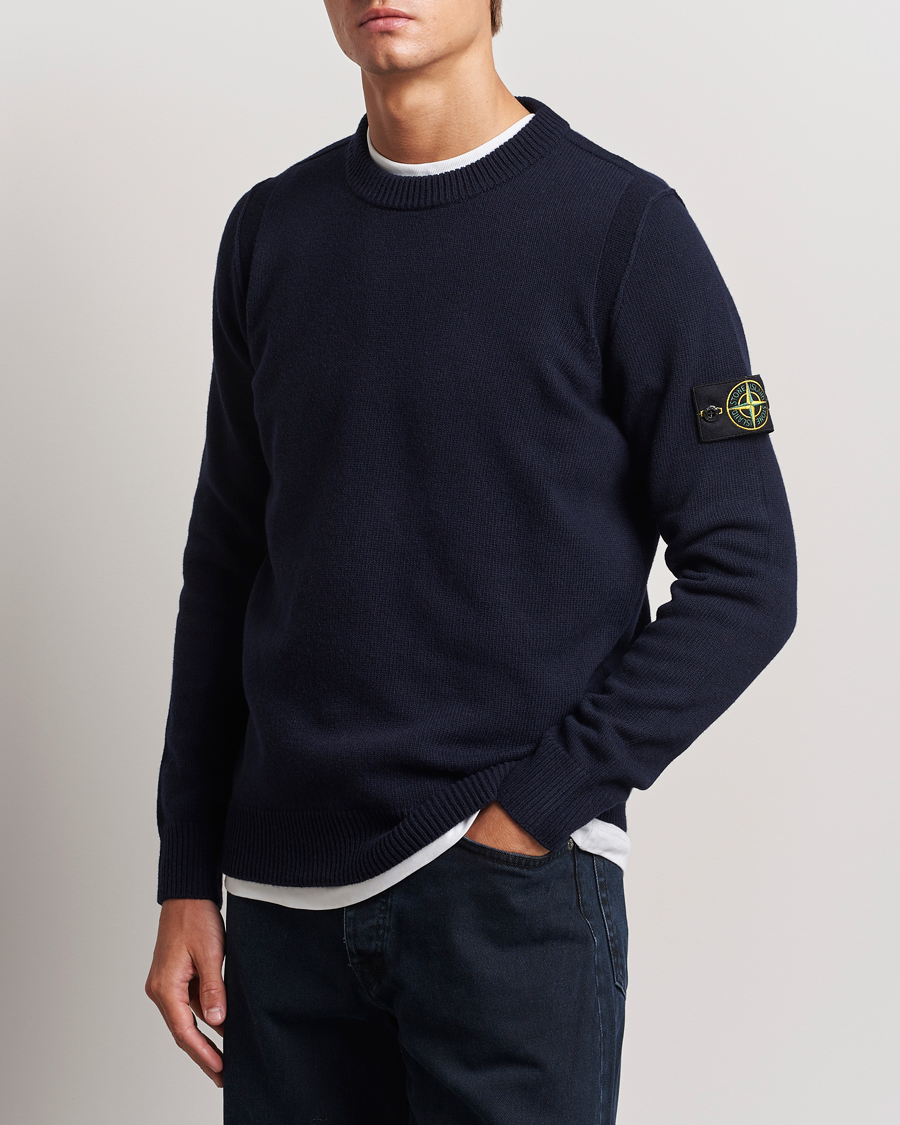 Herre | Strikkede gensere | Stone Island | Knitted Lambwool Sweater Navy Blue