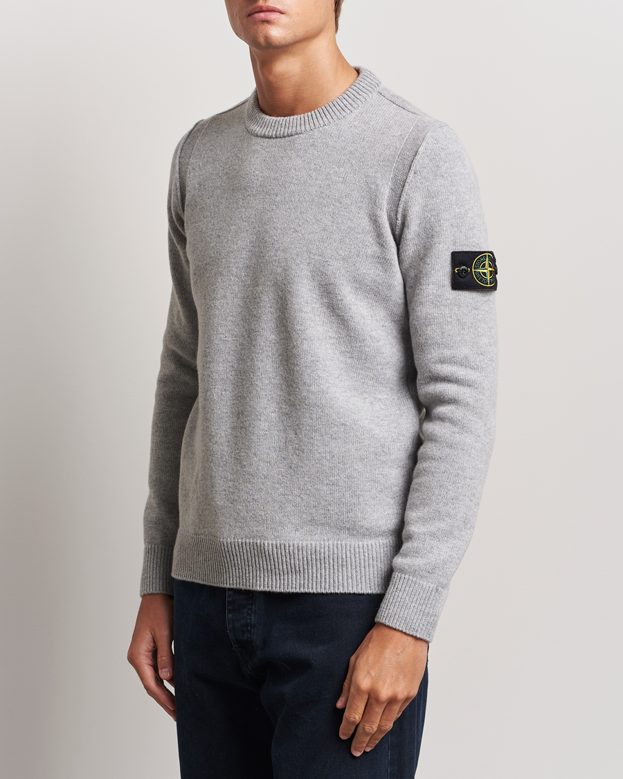 Herre | Luxury Classics | Stone Island | Knitted Lambwool Sweater Melange Grey