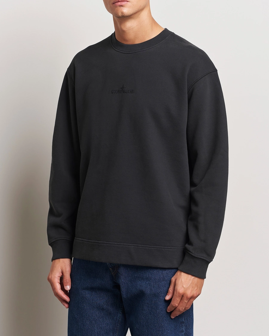 Herre |  | Stone Island | Garment Dyed Fleece Logo Sweatshirt Black