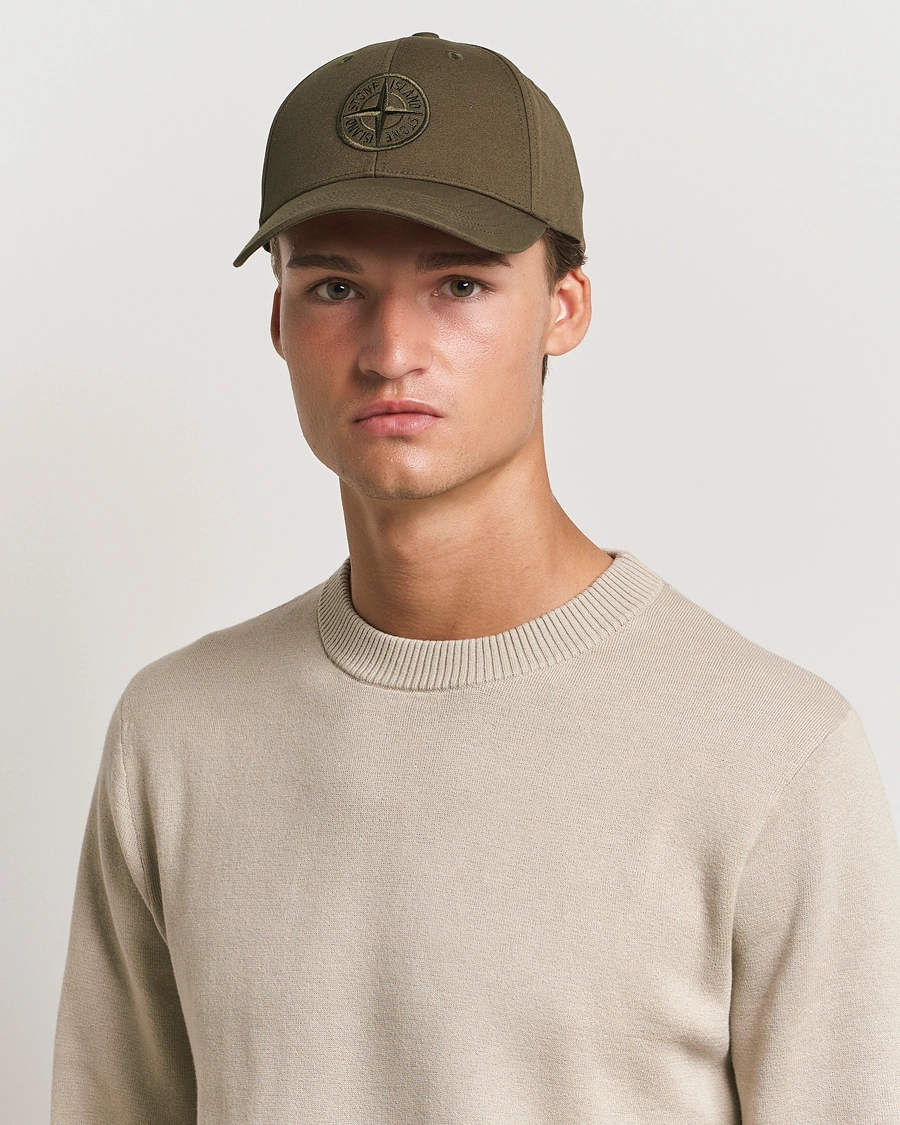 Herre |  | Stone Island | Cotton Rep Logo Cap Military Green