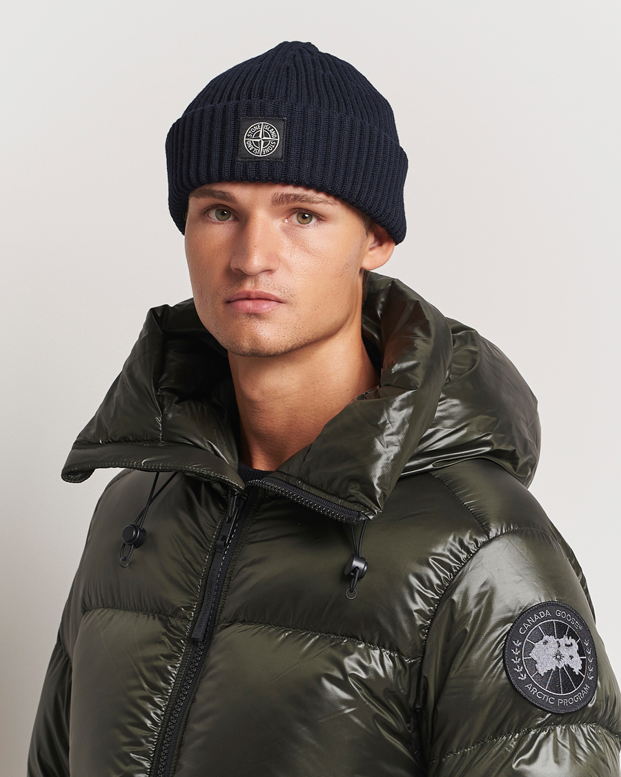 Herre | Luer | Stone Island | Full Rib Wool Beanie Navy Blue