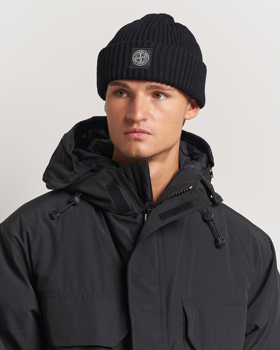 Herre | Luer | Stone Island | Full Rib Wool Beanie Black