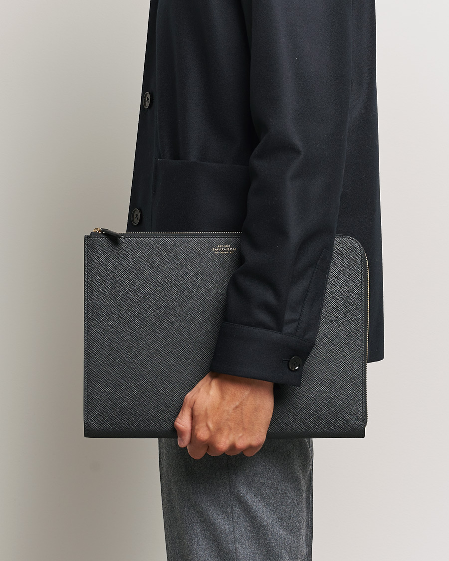 Herre |  | Smythson | Panama Small Laptop Case Black