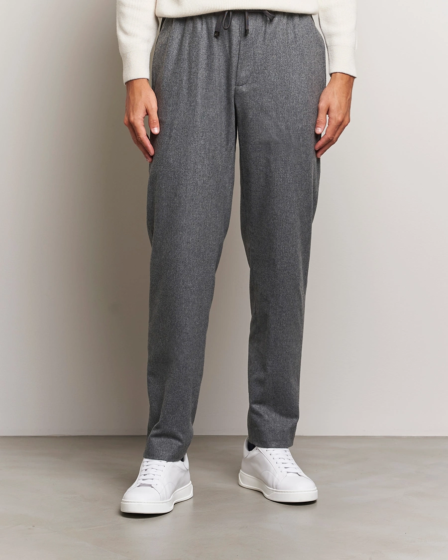 Herre |  | Moncler | Flannel Drawstring Pants Grey Melange