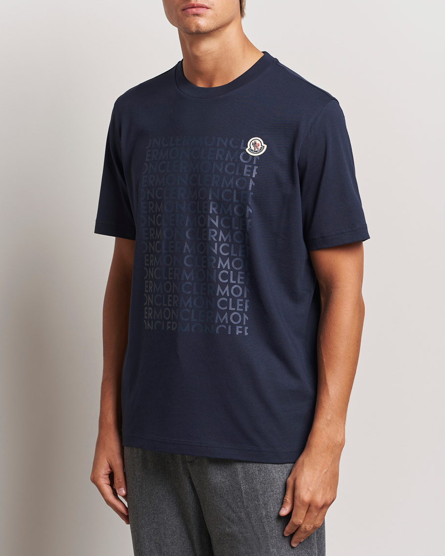 Herre |  | Moncler | All Over Lettering T-Shirt Navy