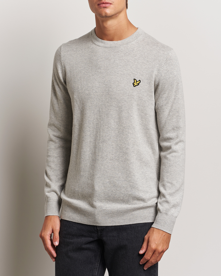 Herre | Klær | Lyle & Scott | Cotton/Merino Crew Neck Jumper Light Grey Marl