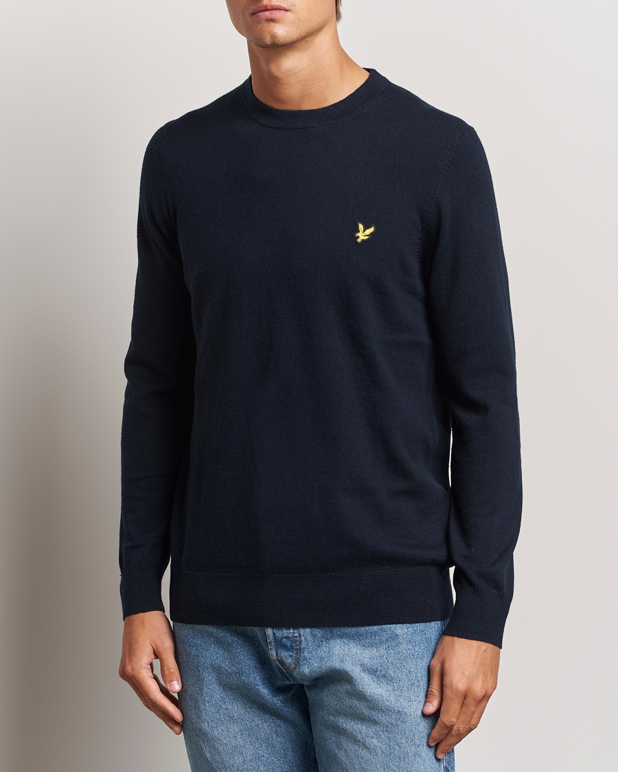 Herre | Klær | Lyle & Scott | Cotton/Merino Crew Neck Jumper Dark Navy