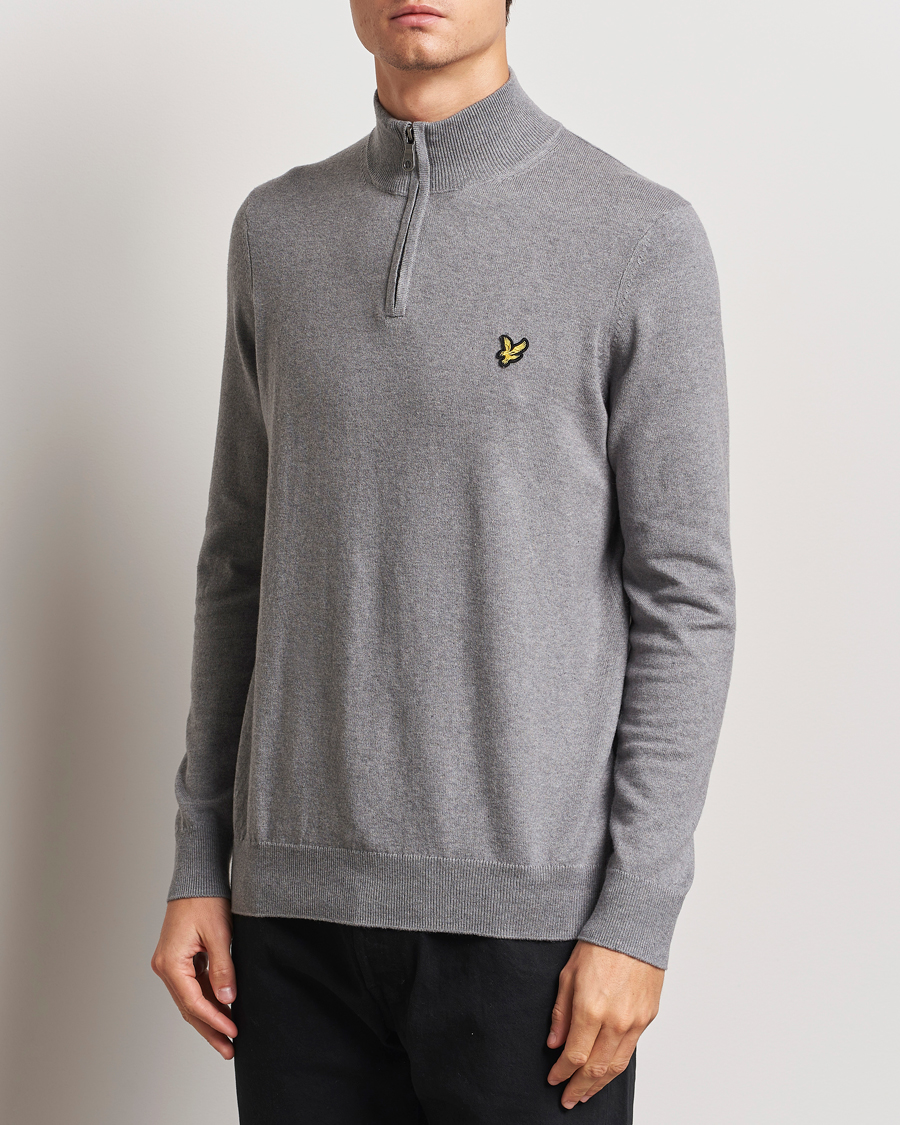 Herre |  | Lyle & Scott | Cotton/Merino Half Zip Mid Grey Marl