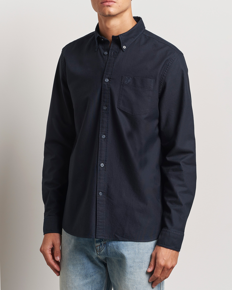 Herre |  | Lyle & Scott | Tonal Eagle Plain Oxford Shirt Dark Navy