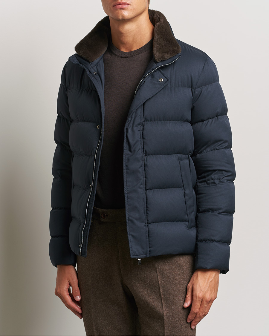 Herre |  | Herno | Faux Fur Down Jacket Navy