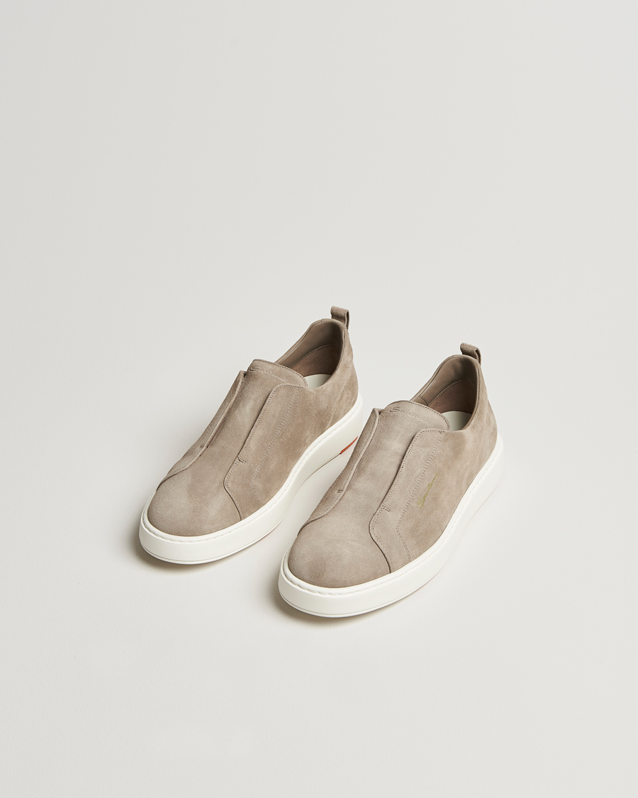 Herre | Sko | Santoni | Cleanic No Lace Sneaker Taupe Suede