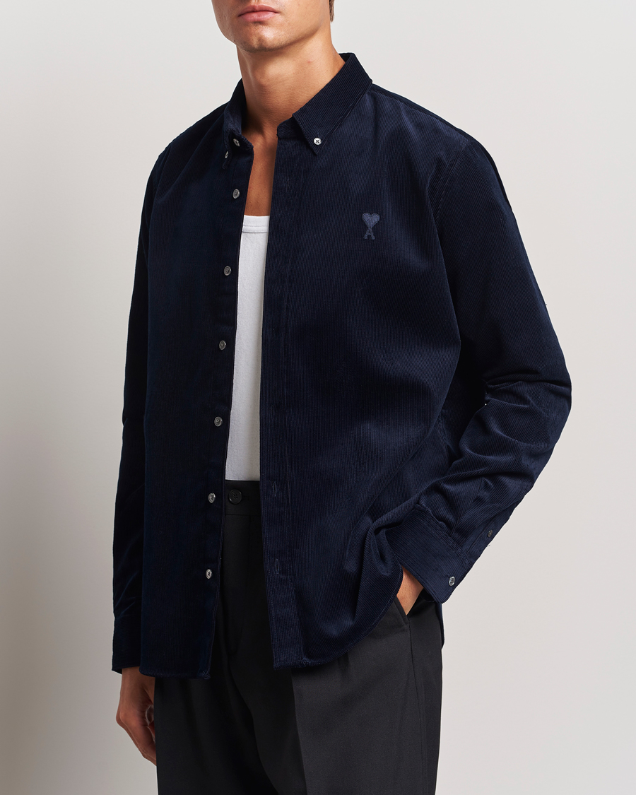 Herre |  | AMI | Classic Fit Corduroy Shirt Navy