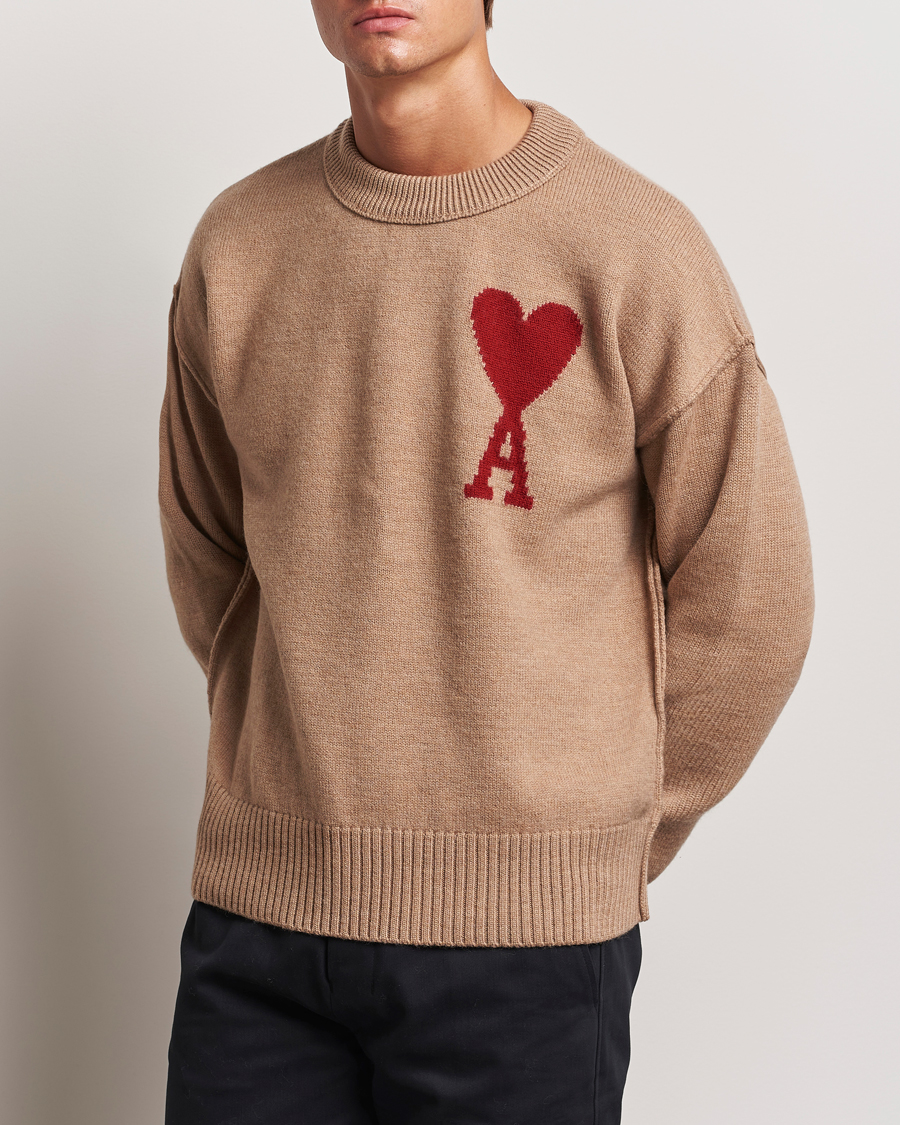 Herre |  | AMI | Big Heart Logo Crew Neck Camel