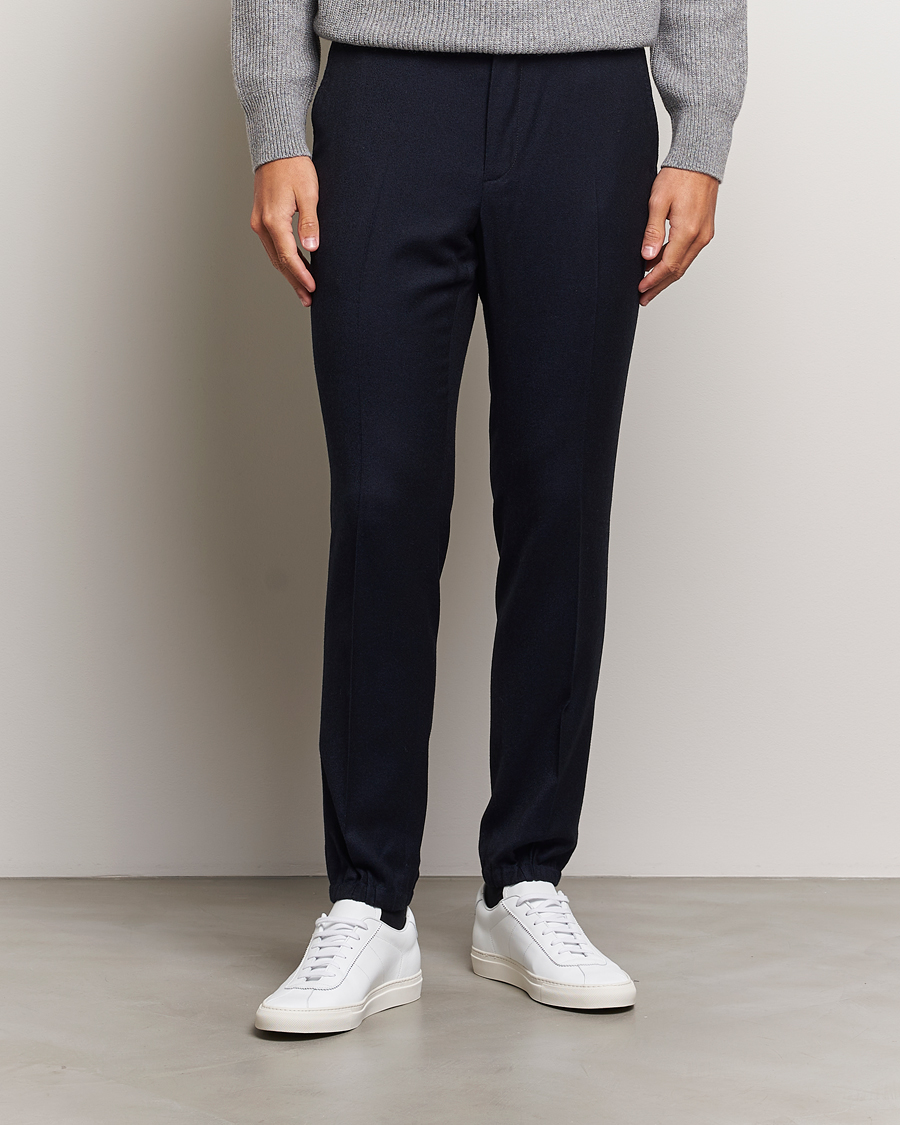 Herre |  | Zegna | Techmerino Flannel Drawstring Pants Navy