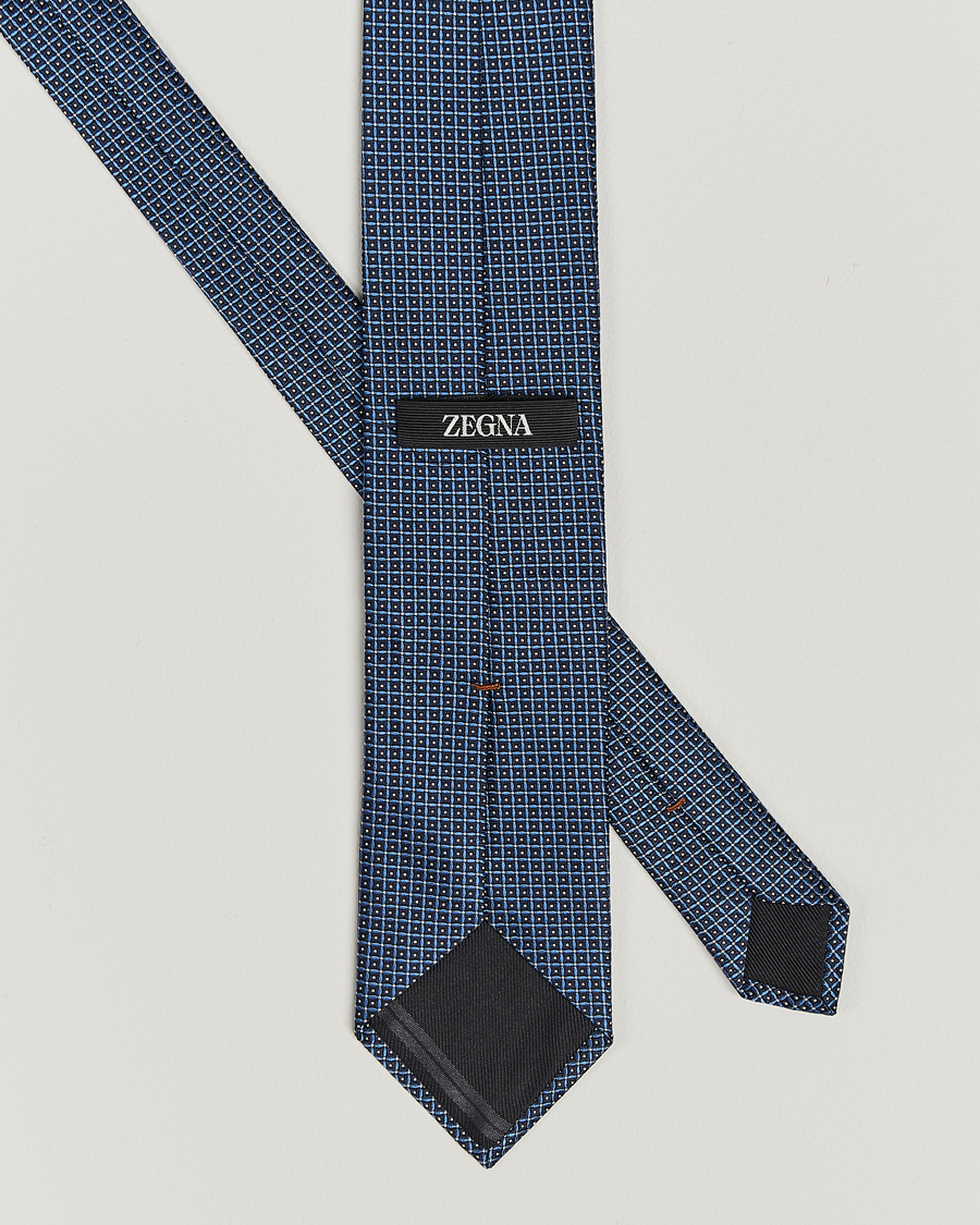 Herre |  | Zegna | Jacquard Silk Tie Dark Blue