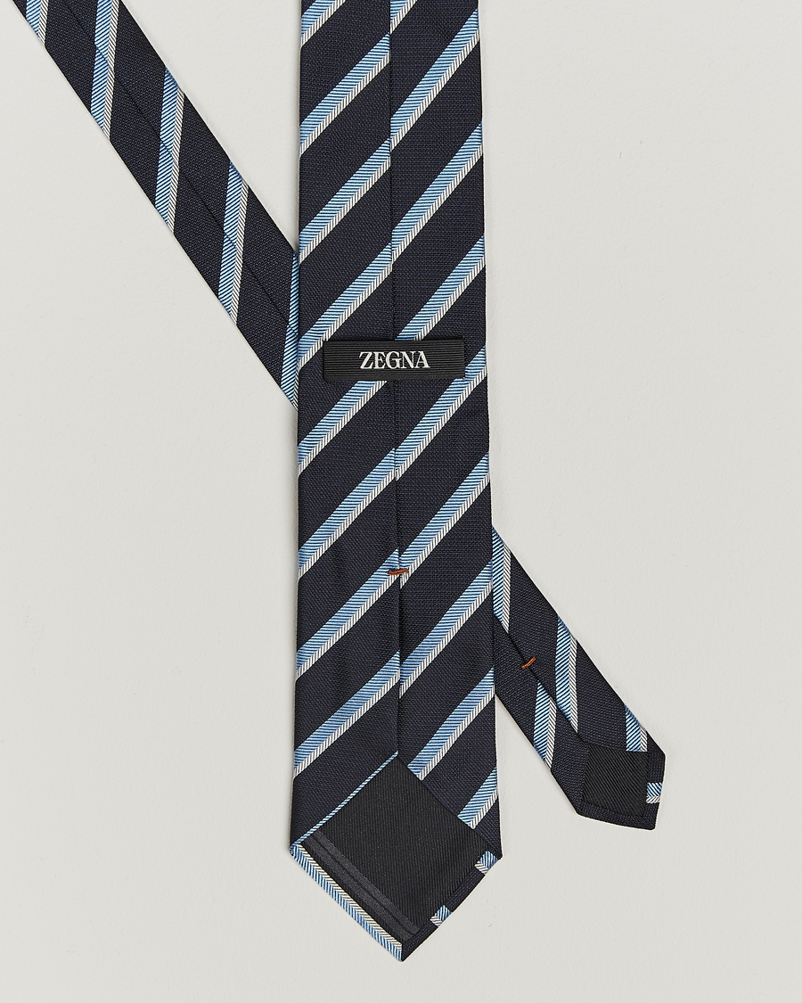 Herre |  | Zegna | Regimental Stripe Silk Tie Navy