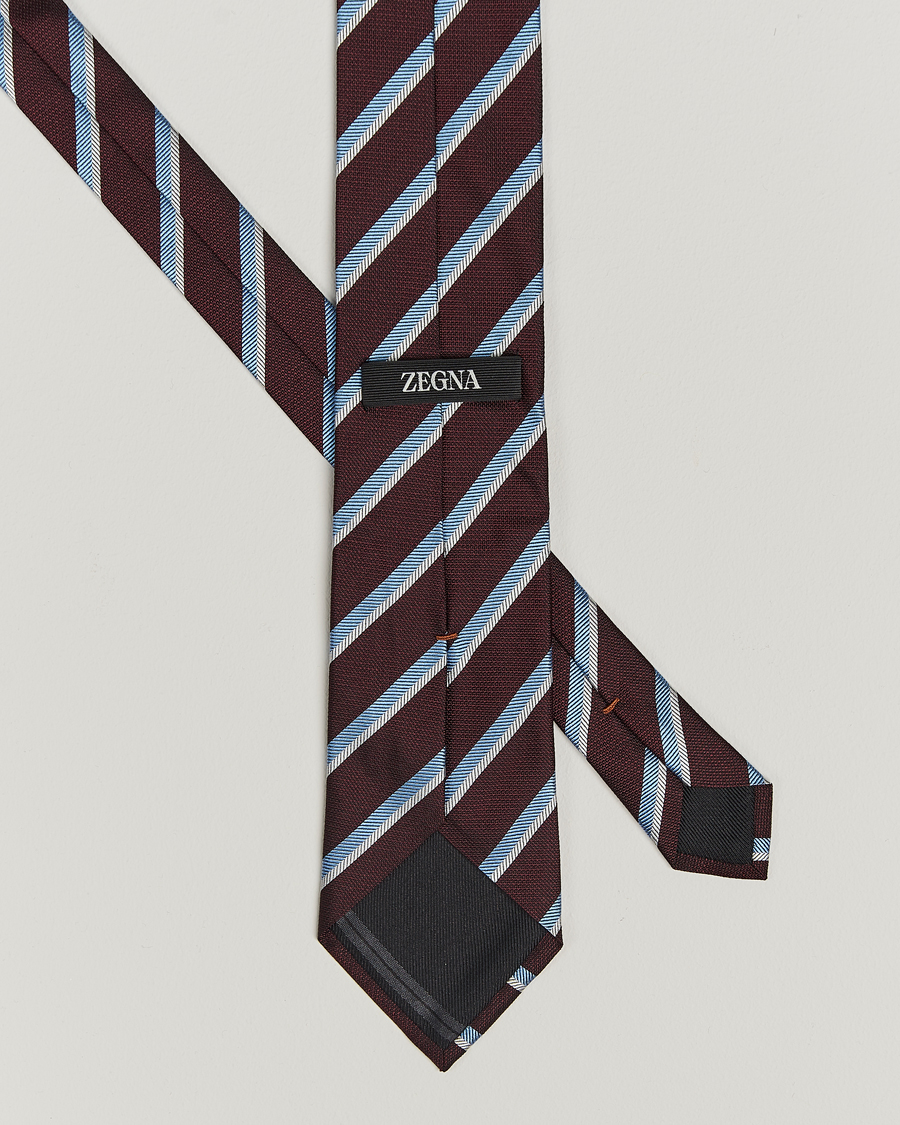 Herre |  | Zegna | Regimental Stripe Silk Tie Burgundy