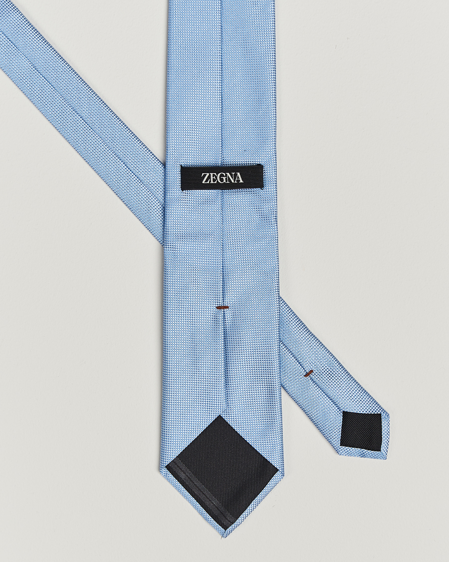 Herre |  | Zegna | Micro Structure Silk Tie Light Blue