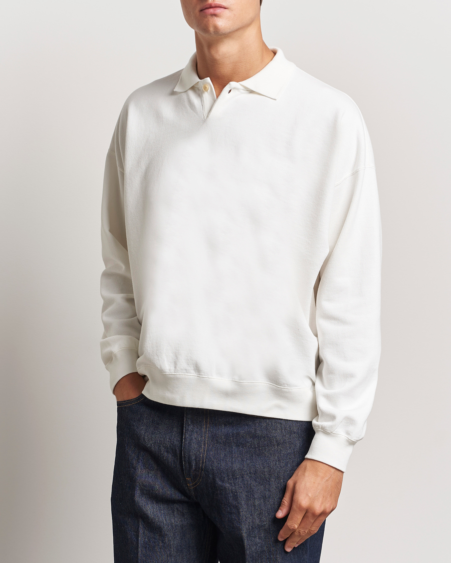 Herre |  | Auralee | Pima Cotton Long Sleeve Polo White