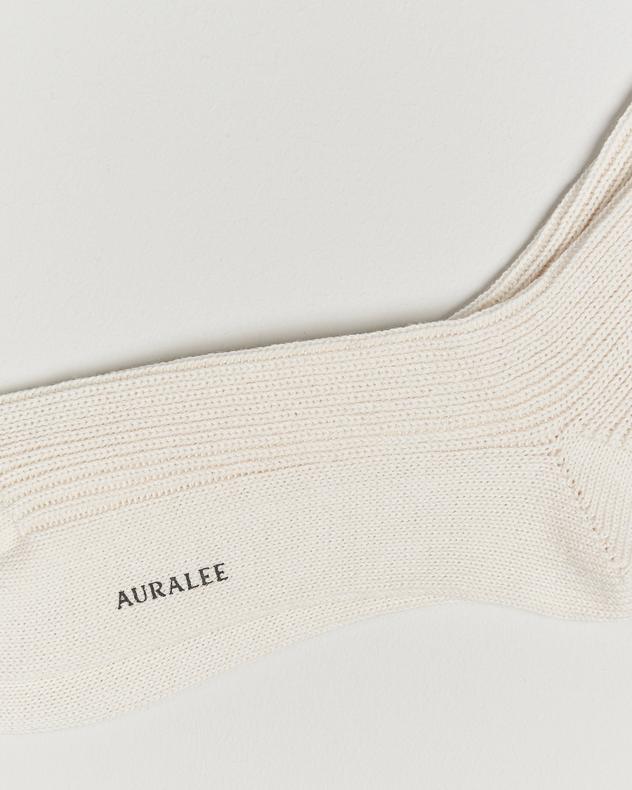 Herre |  | Auralee | Cotton/Cashmere Socks Ivory