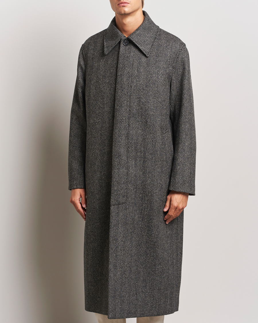 Herre | Frakker | Sunflower | Herringbone Wool Coat Antracite