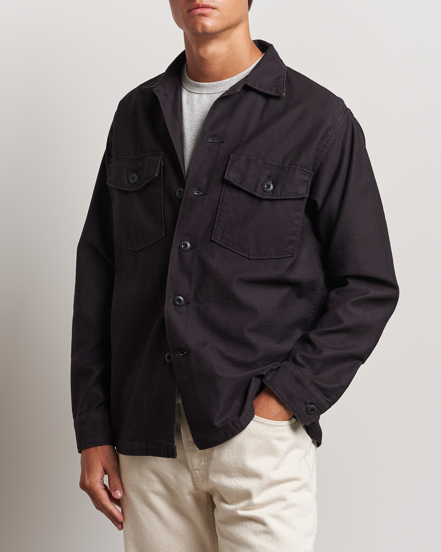 Herre | orSlow | orSlow | Cotton Sateen US Army Overshirt Black