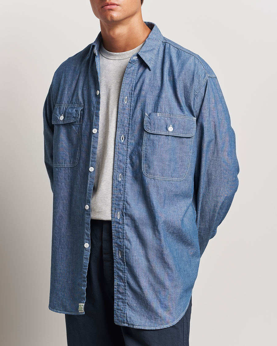 Herre |  | orSlow | Chambray Work Shirt Blue