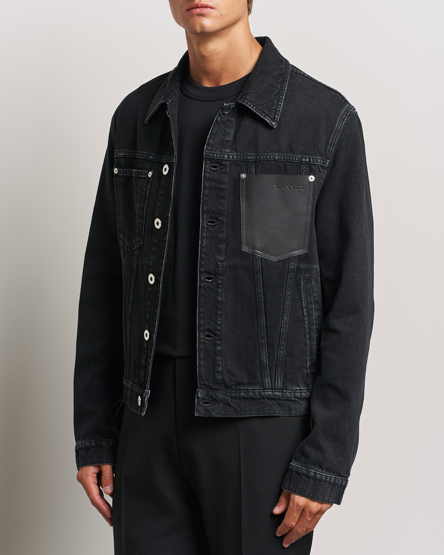 Herre | Jeansjakker | Lanvin | Leather Pocket Denim Jacket Black