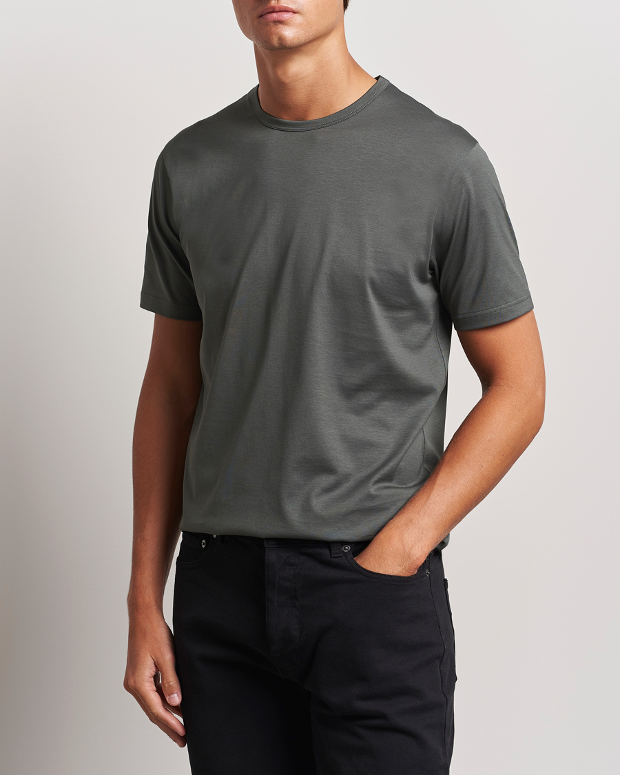 Herre |  | Sunspel | Crew Neck Cotton Tee Drill Green