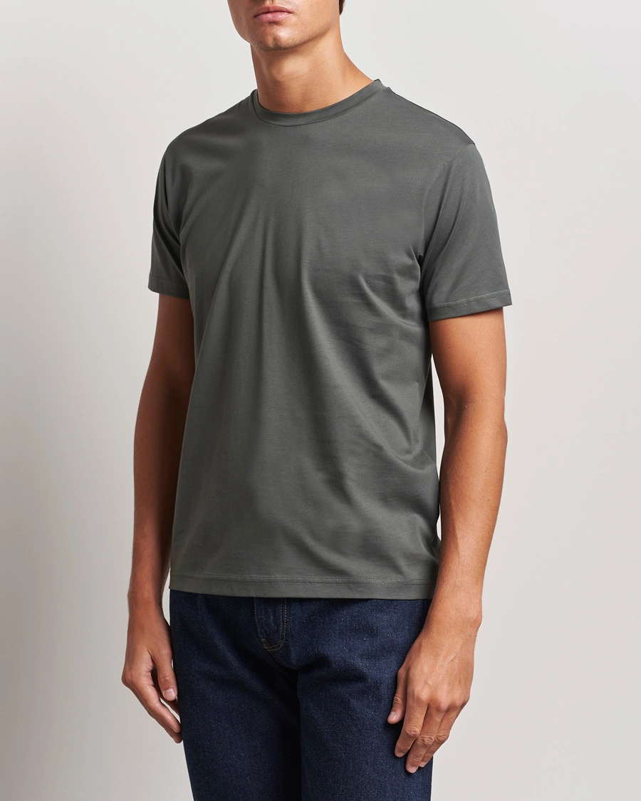 Herre |  | Sunspel | Riviera Organic Tee Drill Green