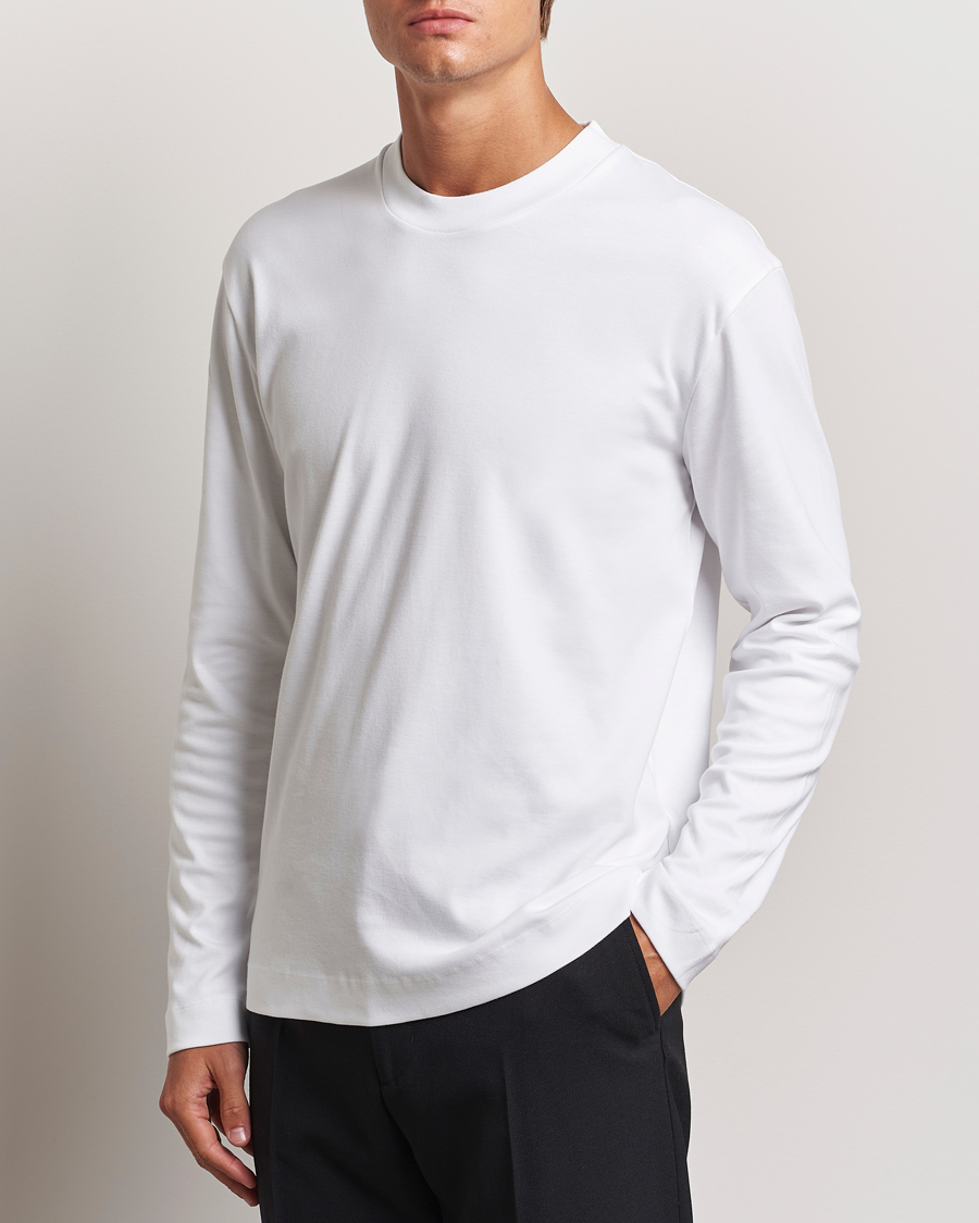 Herre |  | Sunspel | Heavyweight Mock Neck Long Sleeve T-Shirt White