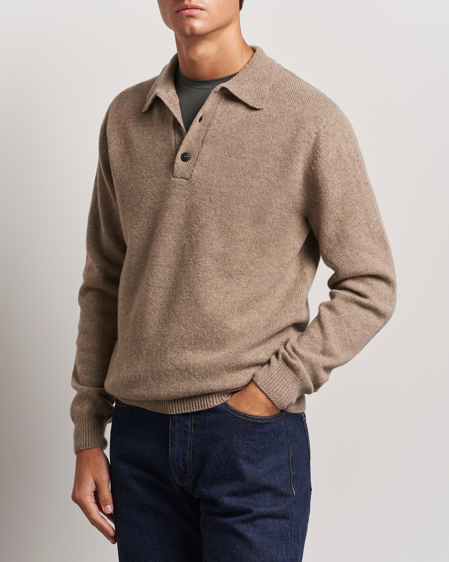 Herre |  | Sunspel | Lambswool Poloshirt Sandstone