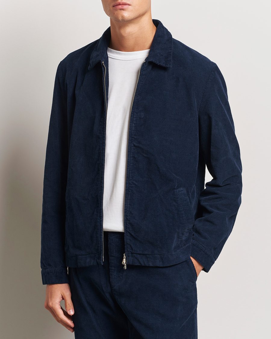 Herre | Vinterjakker | Sunspel | Corduroy Harrington Jacket Navy