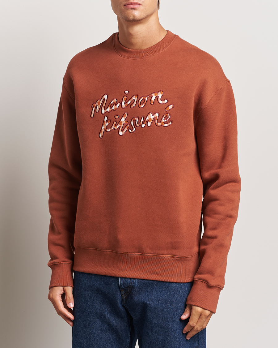 Herre |  | Maison Kitsuné | Gingham Handwriting Sweatshirt Pecan