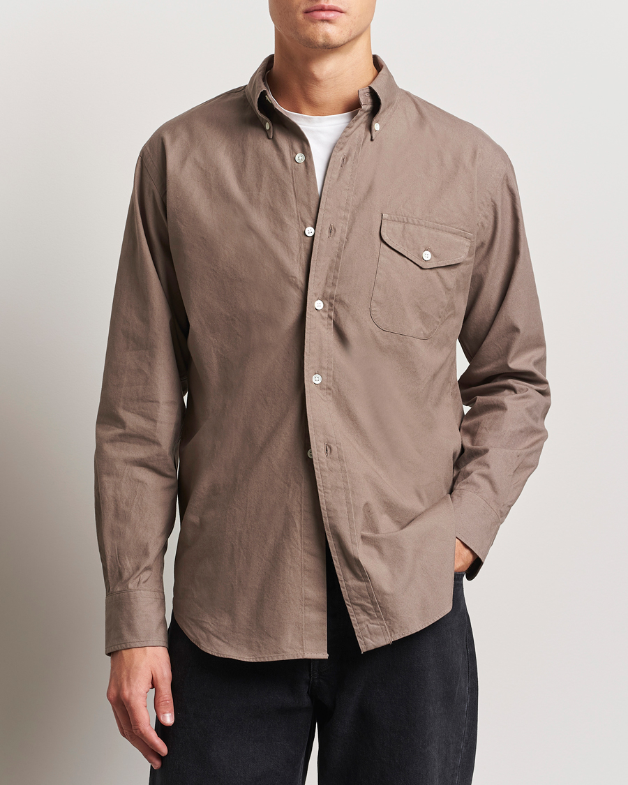 Herre |  | Kamakura Shirts | Vintage Ivy Flap Pocket Shirt Khaki