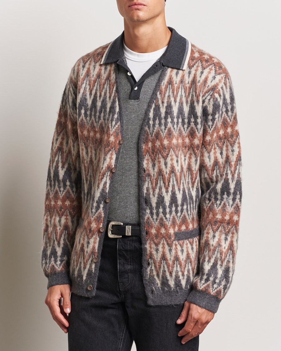 Herre |  | BEAMS PLUS | Chevron Jacquard Cardigan Grey