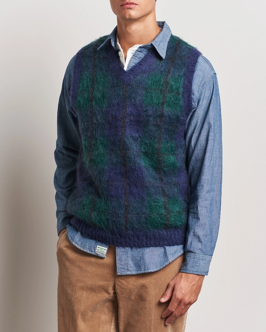 Herre |  | BEAMS PLUS | Mohair Check Vest Navy