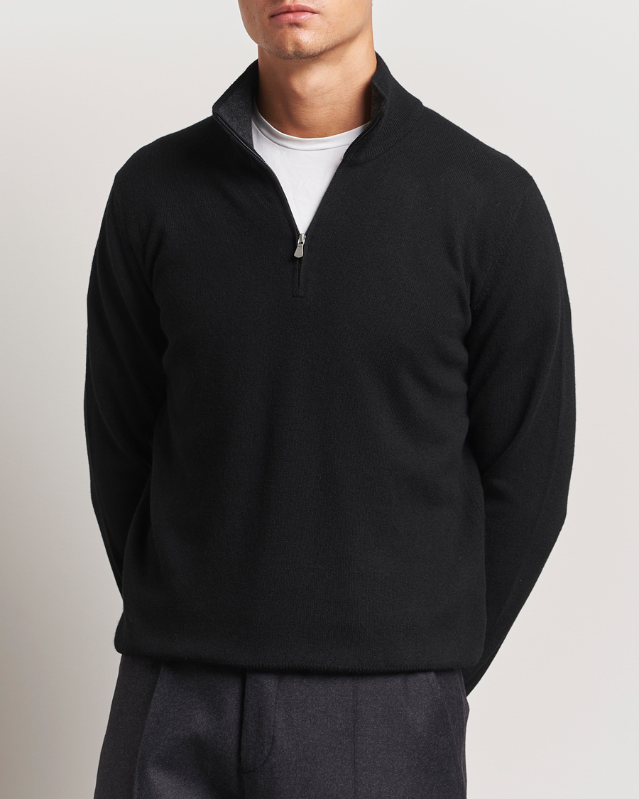 Herre |  | Gran Sasso | Wool/Cashmere Half Zip Black