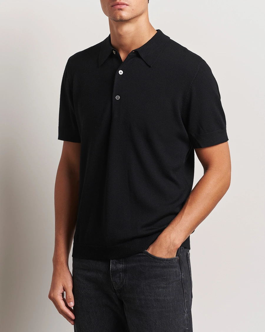 Herre |  | A Day\'s March | Rosehall Short Sleeve Merino Polo Black